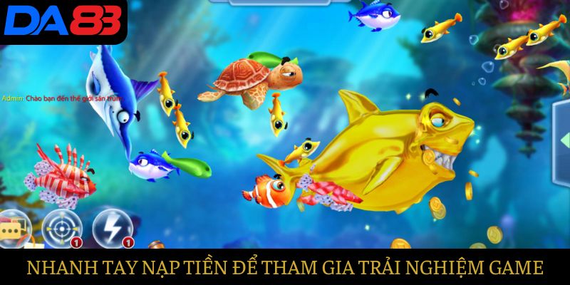 Nhanh tay nạp tiền để mau chóng trải nghiệm tựa game bắn cá